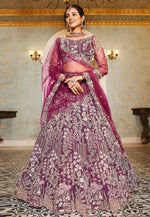 Load image into Gallery viewer, Wine Net Lehenga Choli
