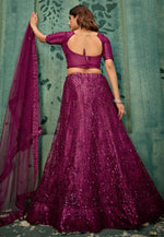 Load image into Gallery viewer, Wine Net Wedding Lehenga Choli
