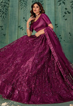 Load image into Gallery viewer, Wine Net Wedding Lehenga Choli
