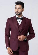 Load image into Gallery viewer, Wine Polyester Tuxedos Suit

