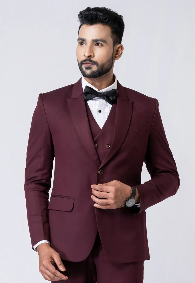Wine Polyester Tuxedos Suit