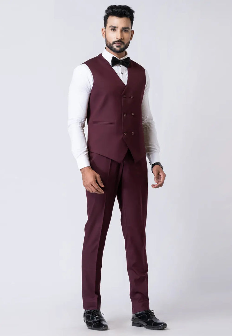 Wine Polyester Tuxedos Suit