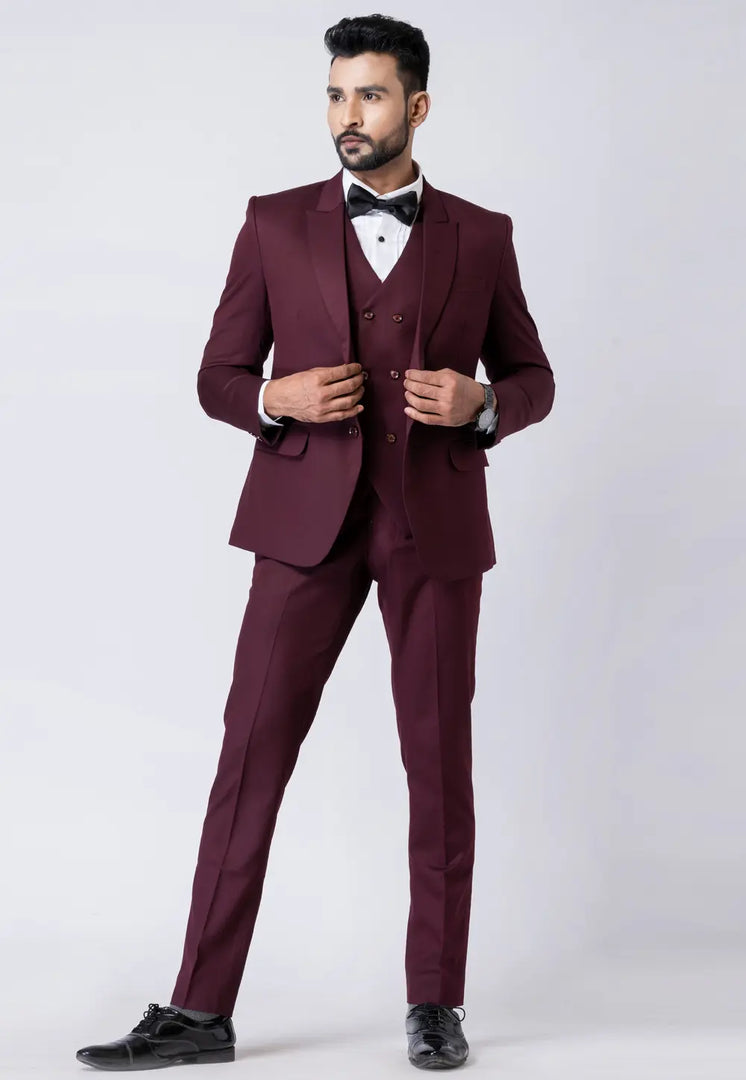 Wine Polyester Tuxedos Suit