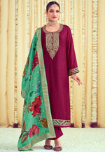 Load image into Gallery viewer, Wine Raw Silk Pant Style Suit
