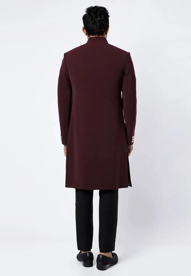 Wine Rayon Indo Western Sherwani