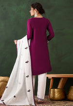 Load image into Gallery viewer, Wine Rayon Readymade Chikankari Suit
