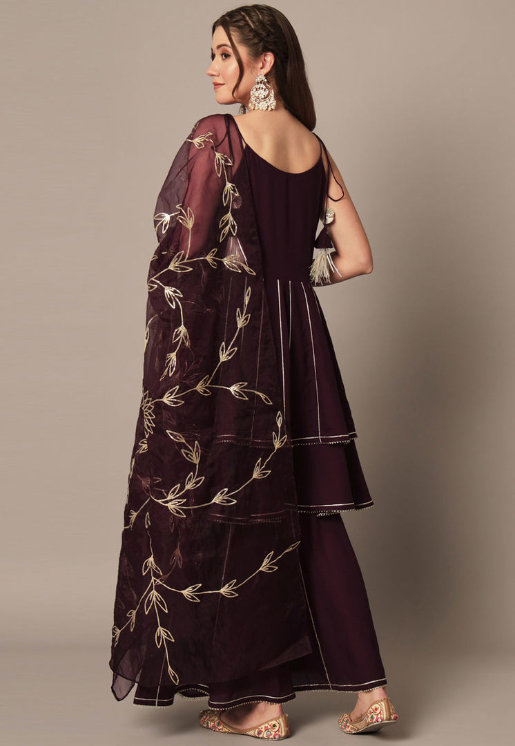 Wine Rayon Readymade Gharara Suit