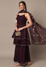 Load image into Gallery viewer, Wine Rayon Readymade Gharara Suit
