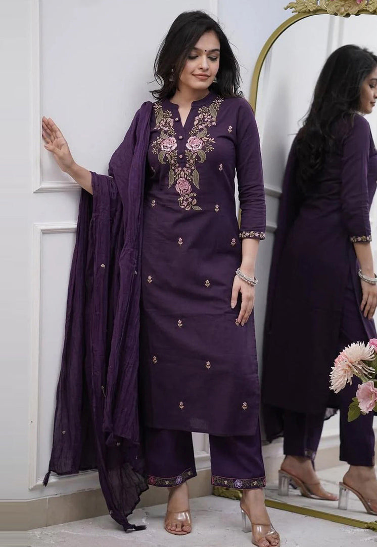Wine Rayon Readymade Pant Style Suit