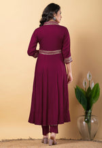 Load image into Gallery viewer, Wine Rayon Readymade Pant Style Suit
