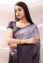 Load image into Gallery viewer, Wine Satin Half N Half Saree
