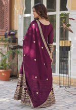 Load image into Gallery viewer, Wine Shimmer Readymade Long Anarkali Suit
