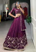 Load image into Gallery viewer, Wine Silk Circular Lehenga Choli
