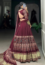 Load image into Gallery viewer, Wine Silk Circular Lehenga Choli
