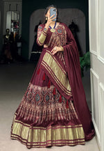 Load image into Gallery viewer, Wine Silk Circular Lehenga Choli
