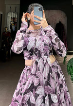 Load image into Gallery viewer, Wine Silk Floral Lehenga choli
