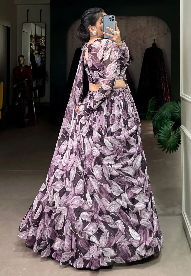 Wine Silk Floral Lehenga choli