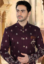 Load image into Gallery viewer, Wine Silk Indo Western Sherwani
