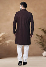 Load image into Gallery viewer, Wine Silk Indo Western Suit
