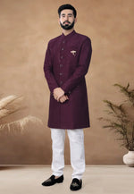 Load image into Gallery viewer, Wine Silk Indo Western Suit
