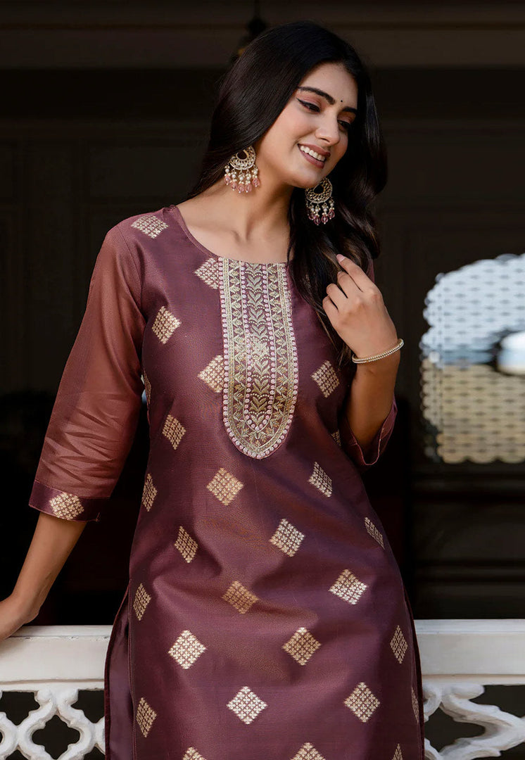 Wine Silk Long Tunic