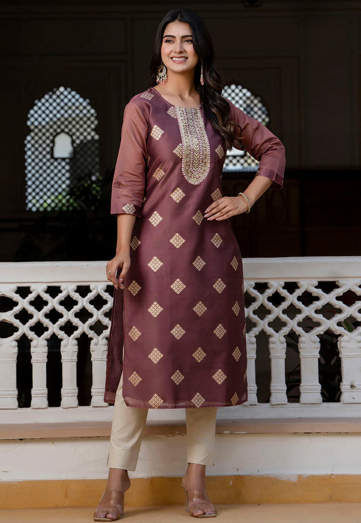 Wine Silk Long Tunic