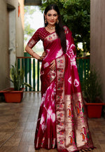 Load image into Gallery viewer, Wine Silk Paithani Saree