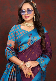 Wine Silk Paithani Saree
