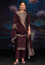 Load image into Gallery viewer, Wine Silk Pakistani Suit
