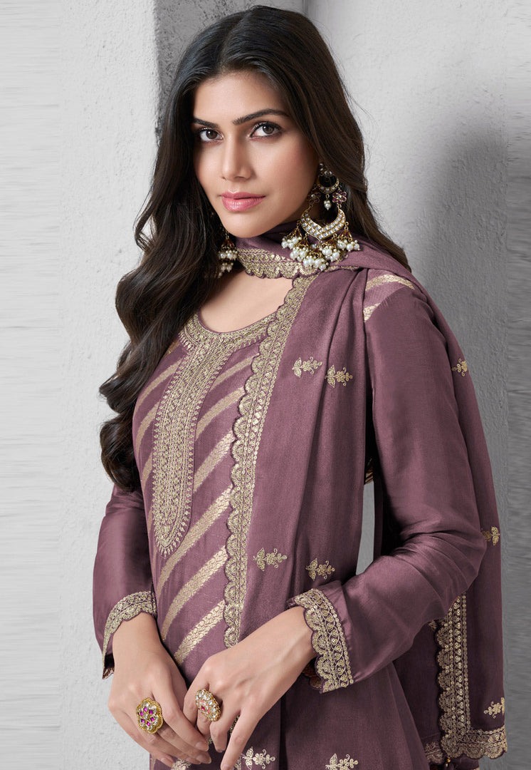 Wine Silk Palazzo Suit