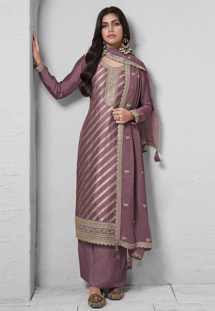 Wine Silk Palazzo Suit