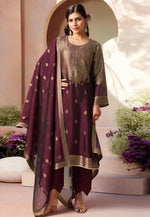 Load image into Gallery viewer, Wine Silk Pant Style Suit
