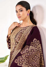 Load image into Gallery viewer, Wine Silk Pant Style Suit
