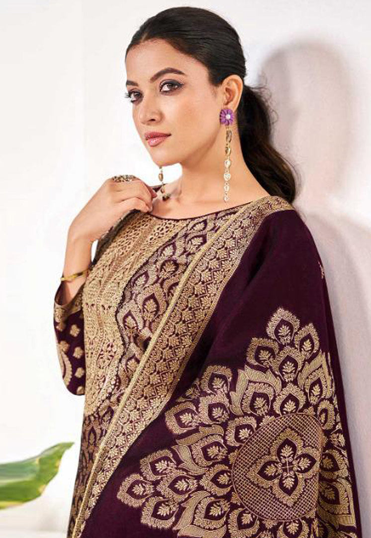 Wine Silk Pant Style Suit