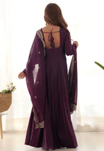 Load image into Gallery viewer, Wine Silk Readymade Anarkali Suit
