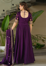 Load image into Gallery viewer, Wine Silk Readymade Long Anarkali Suit
