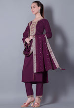 Load image into Gallery viewer, Wine Silk Readymade Pakistani Suit
