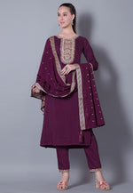 Load image into Gallery viewer, Wine Silk Readymade Pakistani Suit

