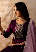 Load image into Gallery viewer, Wine Silk Readymade Pakistani Suit
