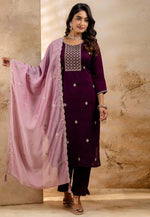 Load image into Gallery viewer, Wine Silk Readymade Pakistani Suit
