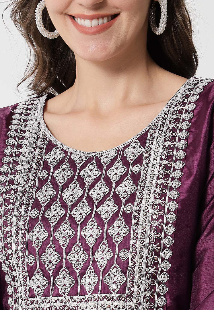 Wine Silk Readymade Pakistani Suit