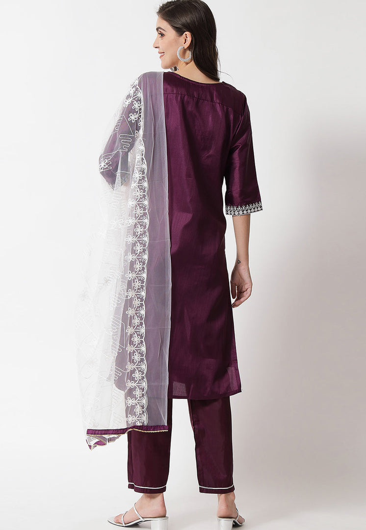 Wine Silk Readymade Pakistani Suit