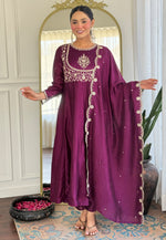 Load image into Gallery viewer, Wine Silk Readymade Pakistani Suit
