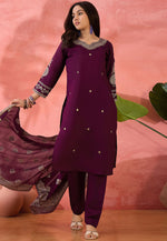 Load image into Gallery viewer, Wine Silk Readymade Pakistani Suit
