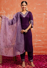 Load image into Gallery viewer, Wine Silk Readymade Pakistani Suit

