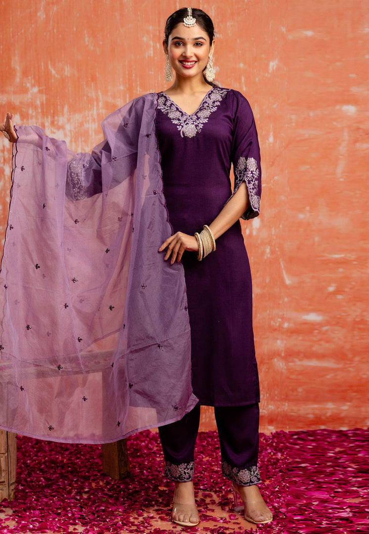 Wine Silk Readymade Pakistani Suit