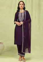 Load image into Gallery viewer, Wine Silk Readymade Pakistani Suit
