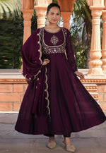 Load image into Gallery viewer, Wine Silk Readymade Pant Style Suit
