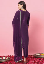 Load image into Gallery viewer, Wine Silk Readymade Pant Style Suit
