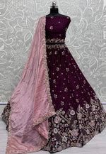 Load image into Gallery viewer, Wine Silk Wedding Lehenga Choli
